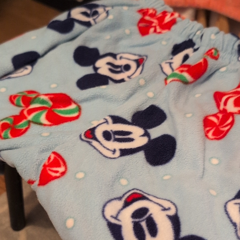 Disney  Pajama Bottoms - Light Blue with Red and Green Patterns